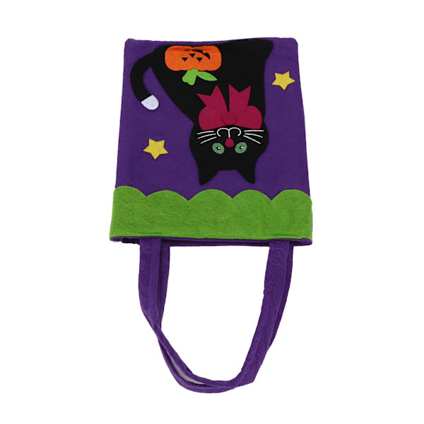 Halloween-kasseihin käytettävä kangaskassi, jossa on kahvat, sopii kiitospäivän juhliin ja päivittäisiin tarvikkeisiin, musta kissa