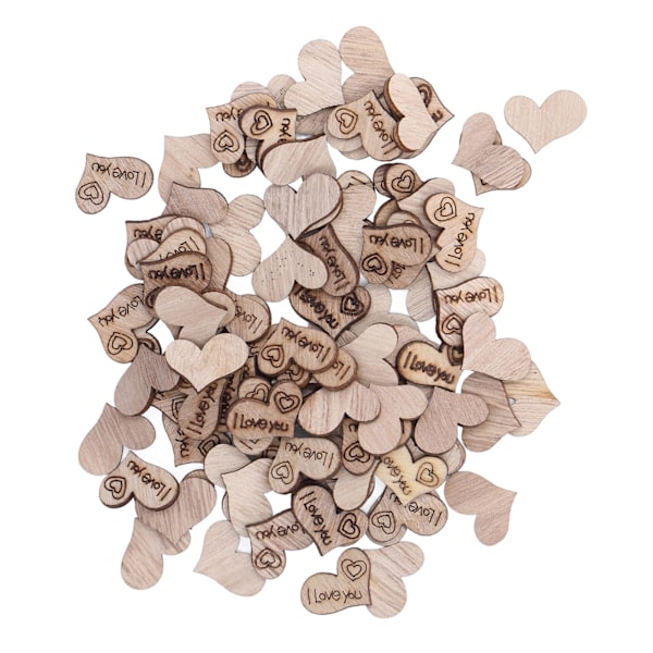 200 stk trehjerter 16x22mm Premium tre miljøvennlig giftfri bred applikasjon hjerteutskjæringer for DIY-gaver håndverk