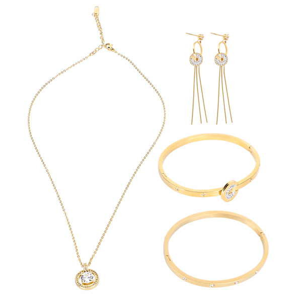 Kvinnor Kvinnliga smycken Set Halsband Örhängen Armband Set för Party Bröllopsfödelsedag