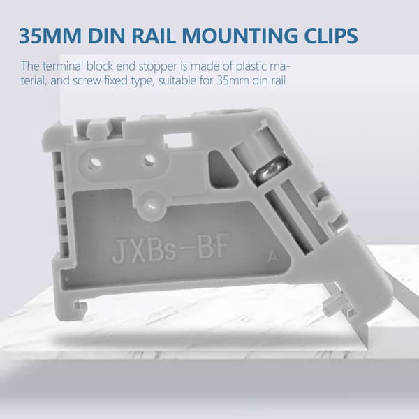 50 stk. 35 mm DIN-skinne Terminal Block End Stopper Monteringsclips Grå (Model 13)