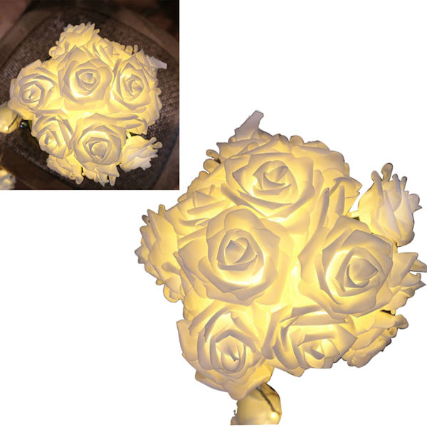LED-rosblomster ljusslinga Simulerade rosblommor Fe-ljusslingor för bröllop Hemfest Dekoration 20 lampor 9,8ft