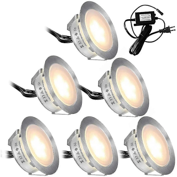 Upotetut LED-terassivalaisinsarjat 6 kpl, Smy(päivitys) maahan asennettavat ulkokäyttöön tarkoitetut LED-terassivalot vedenpitävät Ip67, pienjännitteiset LED-valot -JRCH