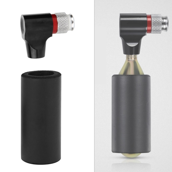 Alumiiniseoksesta valmistettu musta polkupyörän CO2 rengaspumppu Schrader/Presta Valve universal kannettava polkupyörän täyttö pyöräilyvarusteet