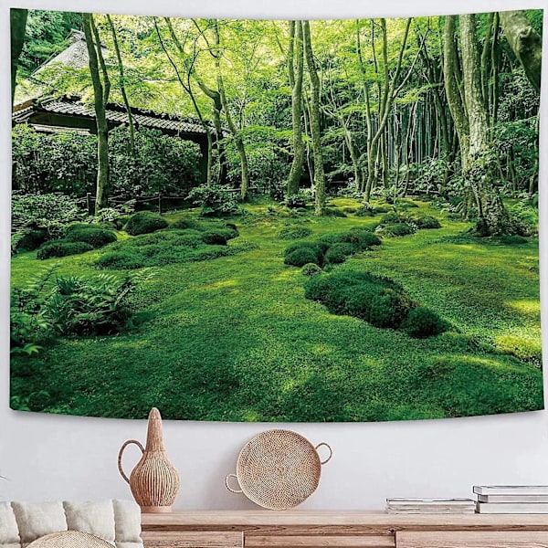 Green Forest Gobestry Vägghängande - 150 cm x 200 cm (60 x 80 tum) - 3D Print Tree Gobestry för sovrum