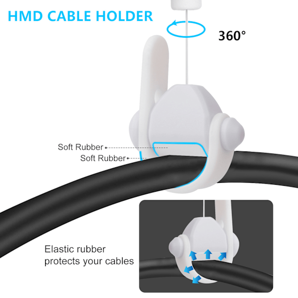 VR-kabelhåndteringssystem med innfellbar takskive, kompatibel med HTC Vive/Rift S/Oculus Quest2 VR-tilbehør