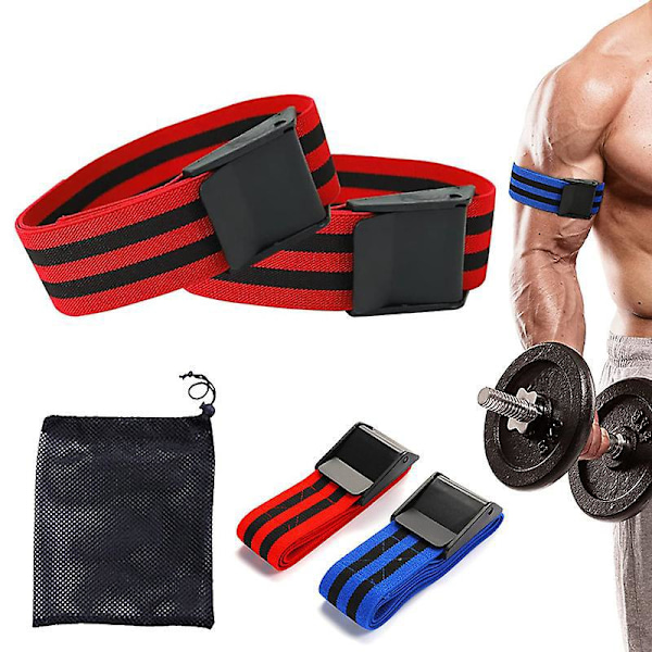 2 par Okklusjonstrening Bånd Blodstrømsbegrensningsbånd Biceps Muskeltreningsstropper Rød