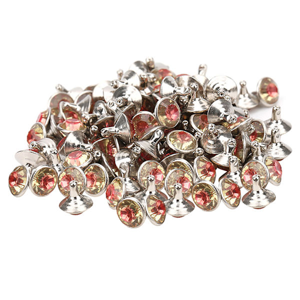 100 st kristallrhinestone rördiamantnitar för bagage / skor / hattar / klädtillbehör 9 mm rosa hjärta vit diamant