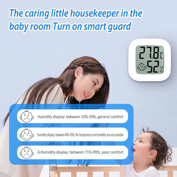 3 Stykker Mini Digitalt Indendørs Termometer Hygrometer Fugtighed Temperatur LCD Display Bluetooth Trådløs Sensor Termometer til Hjemmet, Kontoret, Digital Hy