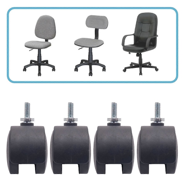 6mm Gevindstang 40mm Dobbelt Hjul Drejelig Hjul Sort-B3