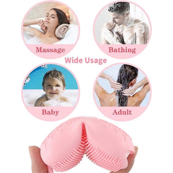 3-pack Dubbelsidig Silikon Kroppsskrubb Badborste för Djuprengöring, Exfoliering, Supermjuk Si
