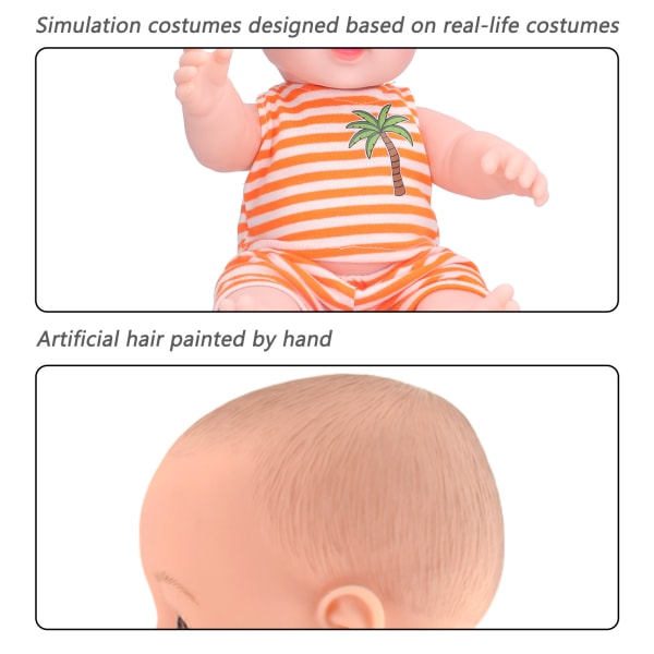 Interaktiv dukke, blød plastik krop, nyfødt dukke, simuleringsdukke, orange legetøj