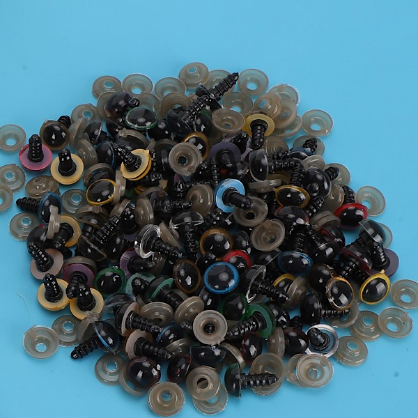 Sekoitettuja värisiä muovisia turvasilmiä aluslevytarvikkeilla DIY-askarteluun, nallekarhu, eläinnuket, nukke 14 mm