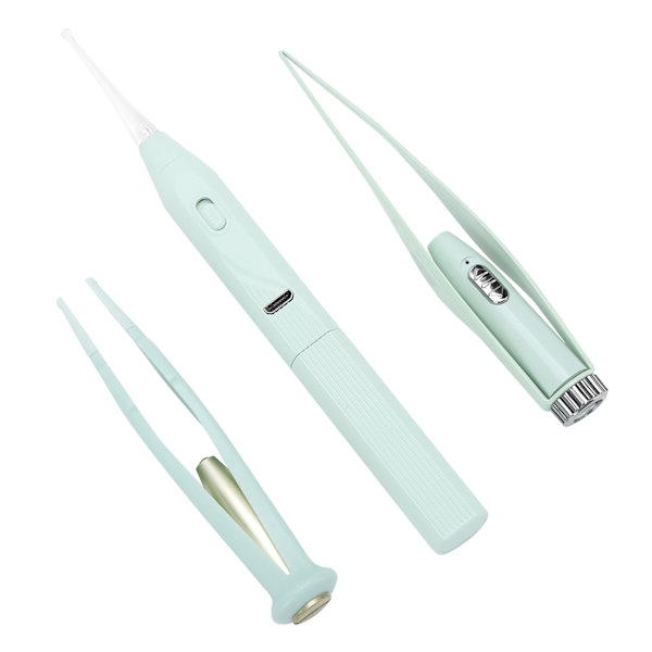 3 st/set LED-ljus öronvaxavlägsnare set USB näsa öron rengöringssked barn ren verktyg grön