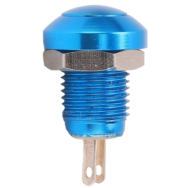 Metalltryckknappsbrytare, självåterställande, vattentät, M8, zinklegering, mikro, inget ljus, 1A24V (blå)