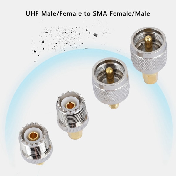 4 sæt SMA til UHF adapter UHF han/hun til SMA hun/han RF koaksial adapter stik