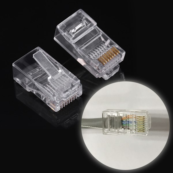 100 STK/LOT Cat5 Cat5e netværksinternetstik RJ45 8P8C kabel Modulære stikhoveder