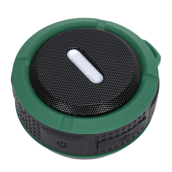 C6 Bluetooth-högtalare med sugkopp karbinhake vattentät mini-subwoofer för utomhussporter Grön