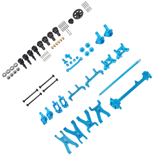 Uppgradering reservdelar kit central drivaxel styrning länk svängarm passar för WLtoys A959 A969 A979 K929 1/18 RC bil Blå