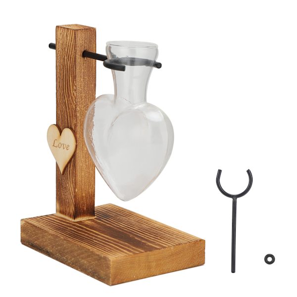 Hydroponisk transparent glasvas trä torkad blomma arrangemang behållare skrivbord dekoration