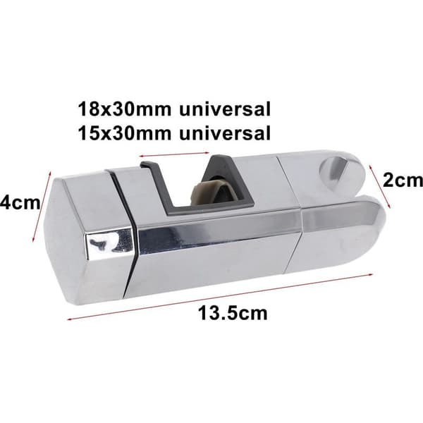 Universell krom dusjhodeholder 15mm-30mm - Justerbar brakett for dusjsystem (sølv)