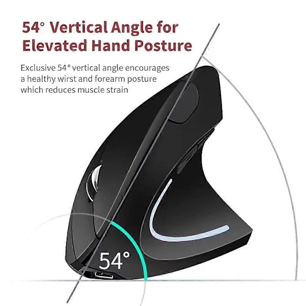 Ergonomisk mus, vertikal trådløs datamus 2.4G