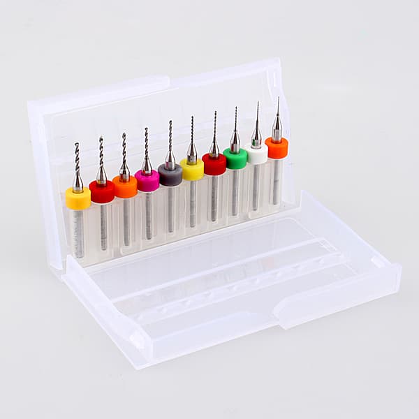 10 stk./sett Mikro Mini Bor Twist Bor Sett PCB Print Kretskort Wolframkarbid Gravering