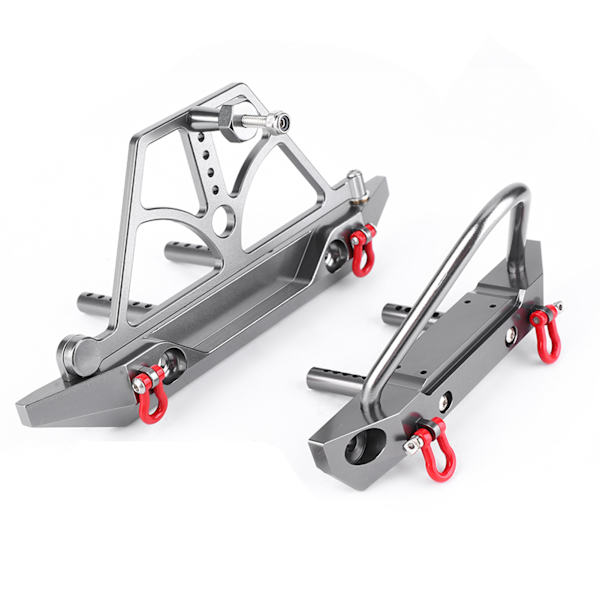 CNC-metalli RC-auton etu- ja takapuskuri vararenkaan pidikkeellä, sopii Axial SCX10 II:lle