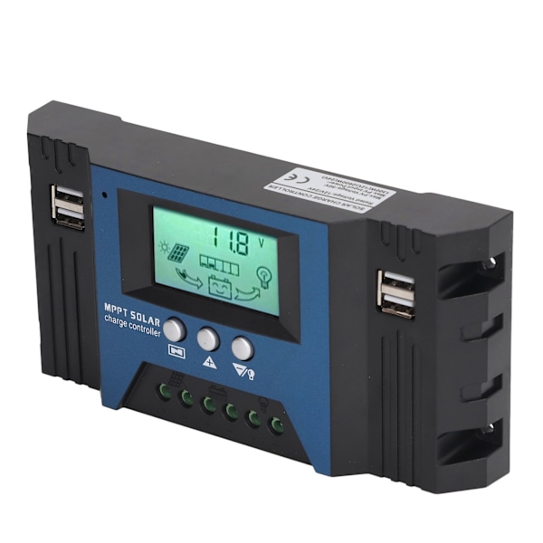 12V 24V Solcellsladdningsregulator 4 USB-portar 5V 2.5A Parameter Justerbar LCD-display för Hem RV Båt 100A