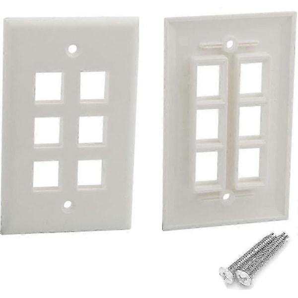 Plast Bryterpanel 6 Port Veggplate Trapesformet Jack (Hvit) 5 stk