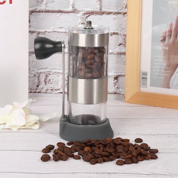 Håndsveiv manuell kaffekvern vaskbar justerbar kaffebønne korn slipemaskin