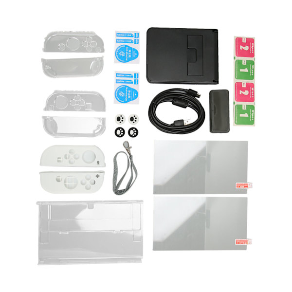 Spelkonsol Tillbehör Bundle Kit Konsol Härdat Glas Film Tumgrepp Skyddande Väska Förvaringsväska Set för Switch OLED