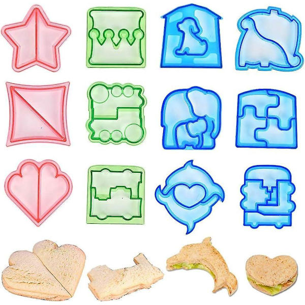 12-delad set för DIY-bakning, frukt, grönsaker och bröd - olika söta former av form