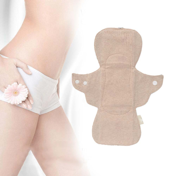 Feminine hudvennlig vaskbar tøymenstruasjonspute Gjenbrukbar sanitærbind truseinnlegg (Beige)