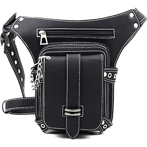 Steampunk Taljepose Fanny Pack Mode Gothic Læder Skulder Crossbody Messenger Tasker Lår Ben Hofte Holster Pung Rejsepose