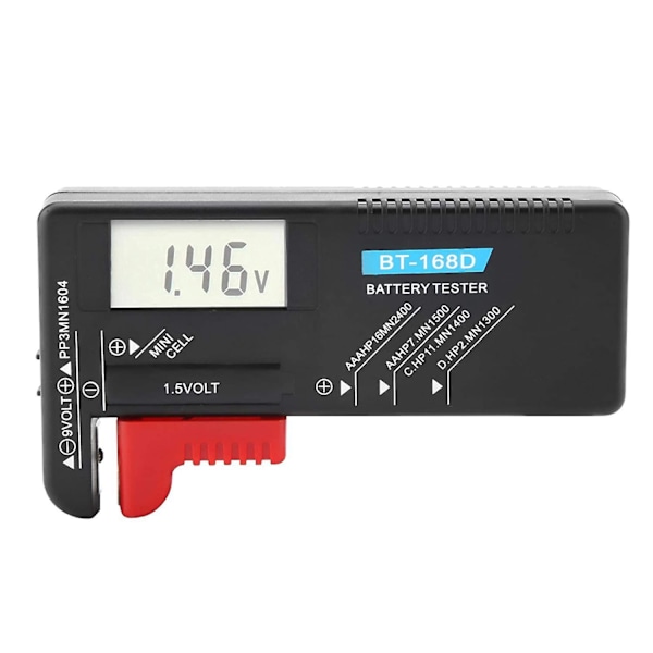 LCD Digitaalinen Universaali Nappipariston Jännitetesteri AA/AAA/C/D/9V/1.5V