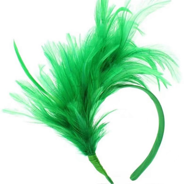 Fascinerende fjærpannebånd for kvinner, cocktail teselskap hodeplagg, flapper hodeplagg for jule Halloween-fest Zekai Grønn