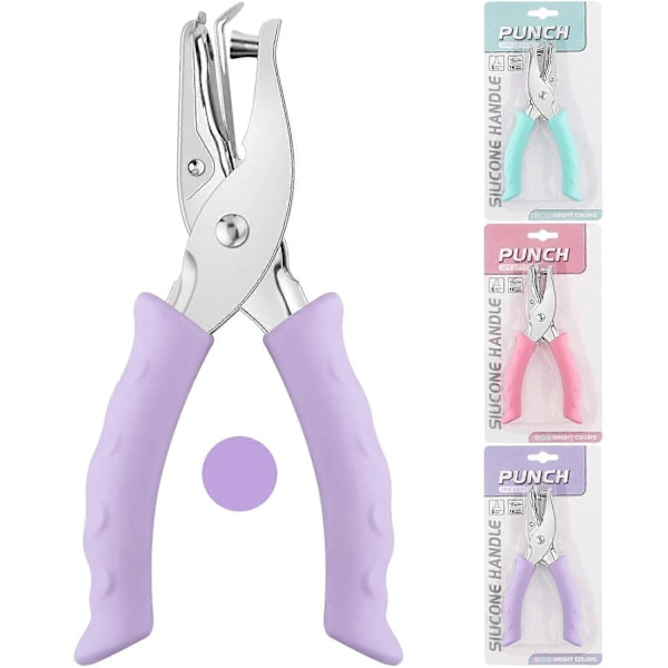 Enkelt Hål Metallhålslag med Mjukt Handtag för DIY Hantverk Etikett Kläder Biljett Scrapbook Verktyg (Lila)