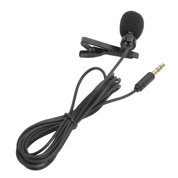 3,5 mm Lavalier Lapel Microphone Clip på håndfri mikrofon til interviewmøde Sort