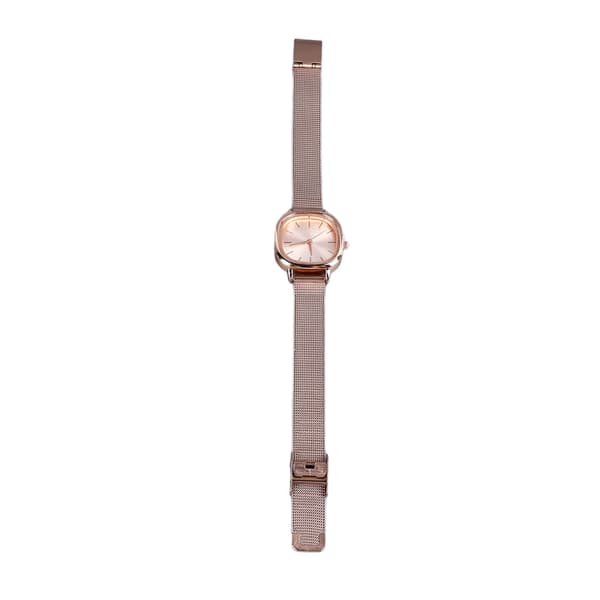 Dame Guld Plating Quartz Ur Rustfrit Stål Rem High Definition Stilfuld Gradient Urskive Dekor Armbåndsur Rosaguld