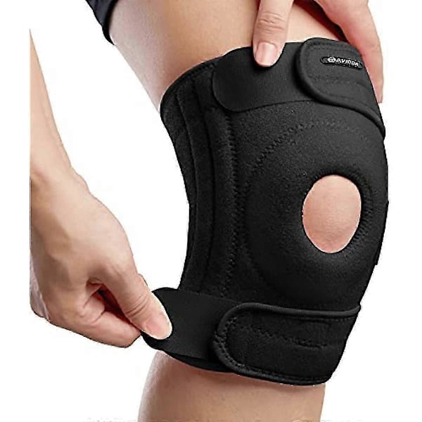 Knästöd Öppen Patella Knäskydd För Män Kvinnor Neopren Knäskydd För Ledvärk Sport Promenader Löpning Svart Stor M-XL* 47* till 57* Svart