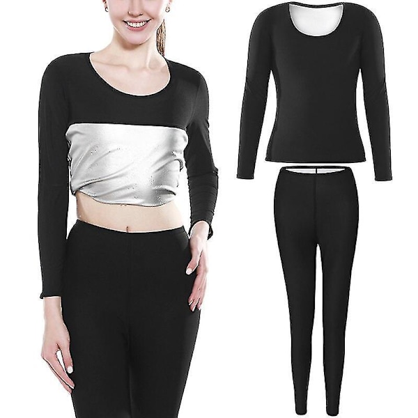 Sömlösa Sauna-dräkter för Kvinnor, Kroppsskulpterande Leggings, Midjetränare, Slankande Toppar, Set