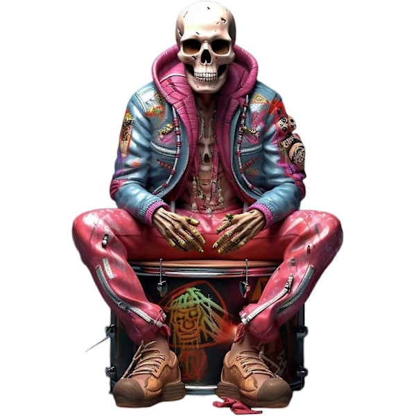 Mini Resin Skelet Ornamenter Day Of The Dead Statue Rock Band Figur, Halloween Dekorationer Gaver til Venner (15cm)B