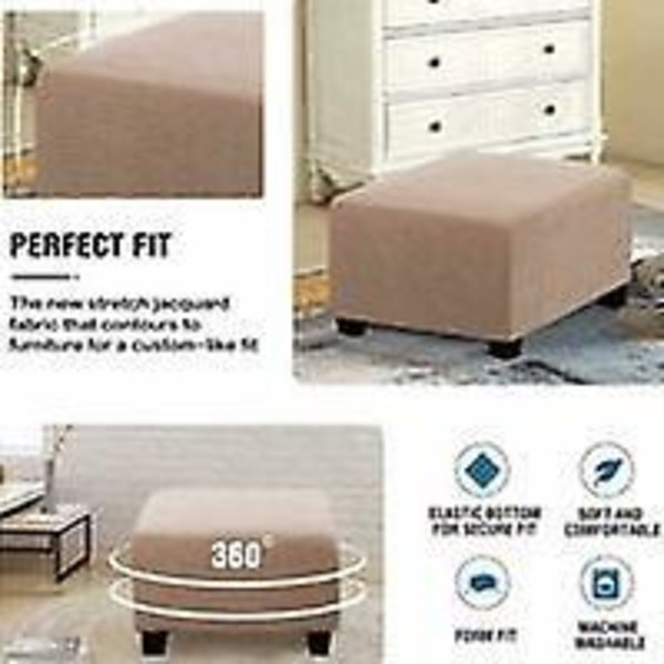 Spandex Slipcovers för förvaringspall - Elastisk botten - Khaki