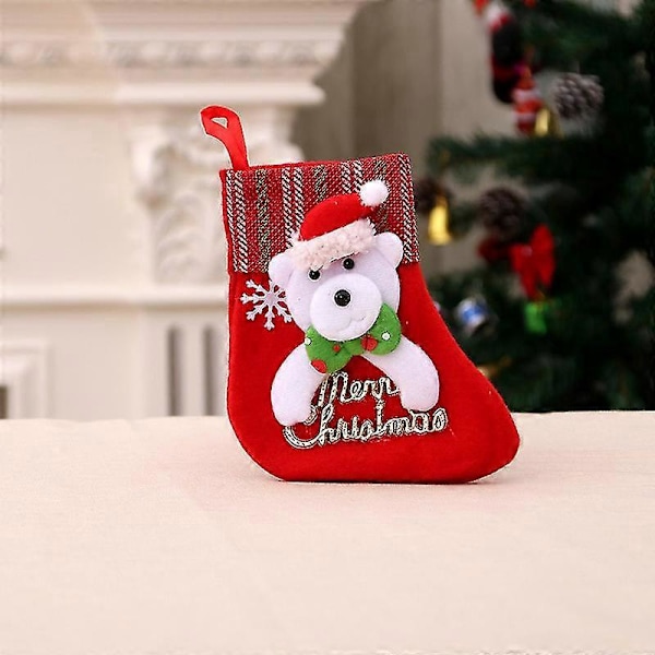 Juldekorationstillbehör Jultomte Små Strumpor Julgranshänge Julstrumpor Presentpåse Julpåse 5 Röd