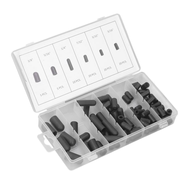 80 st dammsugare hatt plugg sortiment kit gummi hög temperatur resistent läckagesäker dammsugare hatt 5/32in till 3/8in svart