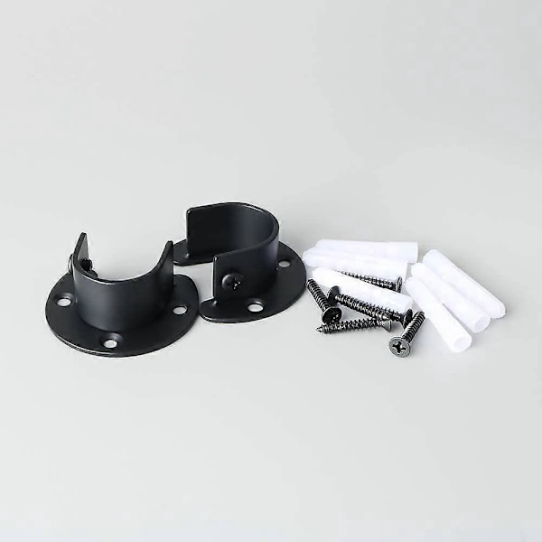 Formet Gardinstangbrakett, Garderobestang Avslutninger, Hengerstang Avslutninger for Gardiner eller Garderobe, Matt Svart Rustfritt Stål, 32mm 2 stk