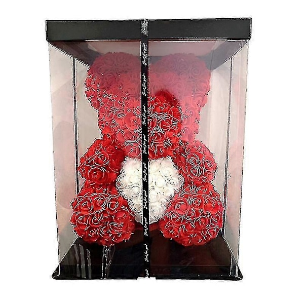 Dropshipping 40cm Rosebjørn Hjerte Kunstig Blomst Rose Teddybjørn For Kvinner Valentinsdag Bryllup Bursdag Julegave Regnbuebjørn 25CM
