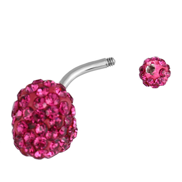 2 stk/sæt Rhinestone Navlering Barbell Rustfrit Stål Piercing Smykker (Pink)