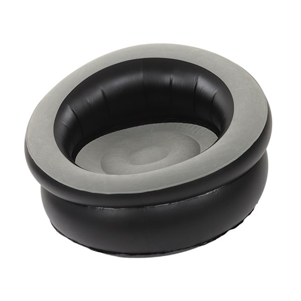 Oppblåsbar Sofa Flocking Luft Sofa Enkel Oppblåsbar Stol for Stue Soverom Leserom Kontor Balkong Reise Grå