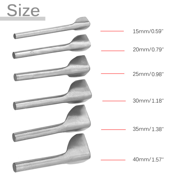 6 stk/sæt DIY Læder Carft V Form Punch Bælte End Cutter til hjemmesyning af læder (15-40 mm)